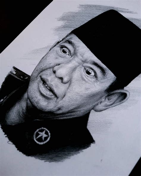 Lukisan Gambar Soekarno Hitam Putih
