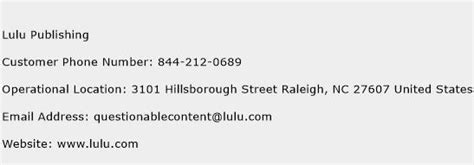 lulu publishing contact number