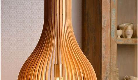 Luminaire Bois Suspension Design Curved