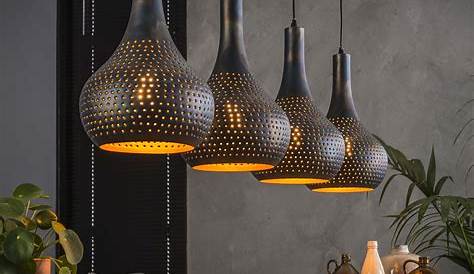 Luminaires Design Noir Suspension Industrielle 3 Lampes Forme Entonnoir En Métal