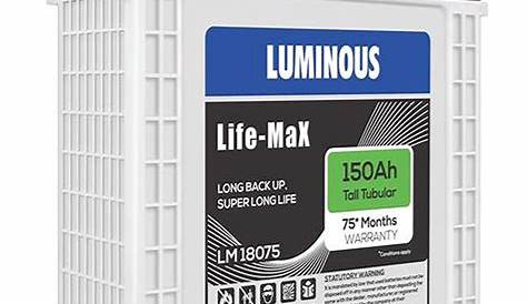 Luminous Inverter Battery Price List 2018 150Ah INVERLAST Tall Tubular ILTT18000N