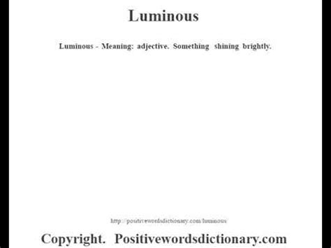 luminous definition in the giver