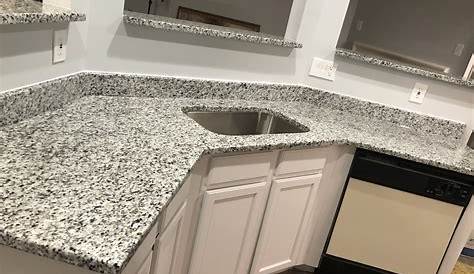 Luna Pearl Granite Countertops White Cabinets Kitchen And Subway Tile