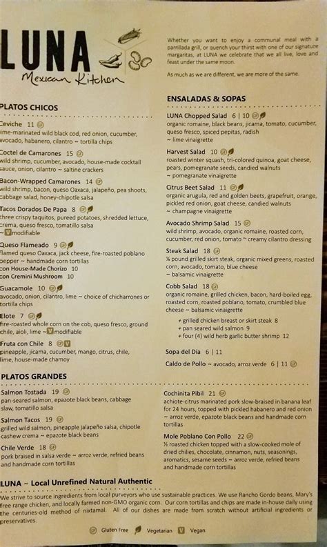 luna's mexican kitchen menu