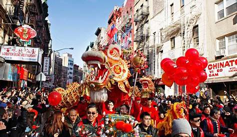 Chinese Lunar New Year parade in Chinatown, downtown New York City