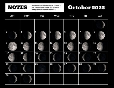 lunar calendar october 2022