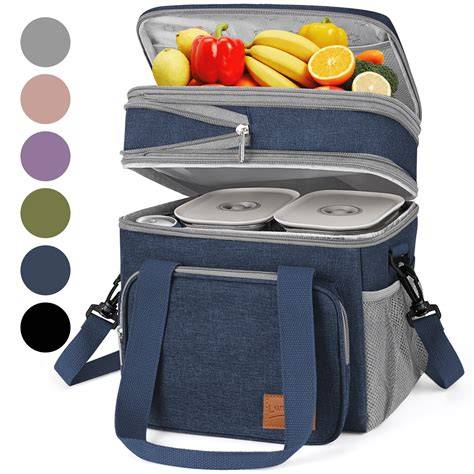 Portable Insulated Lunch Box Leakproof Cooler Bag in Dual Lunch Picnic
