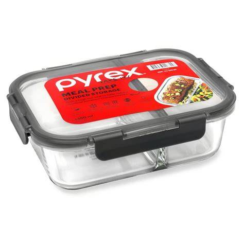 Pyrex 2.1cup Meal Box Glass Divided Storage Container Duo Walmart