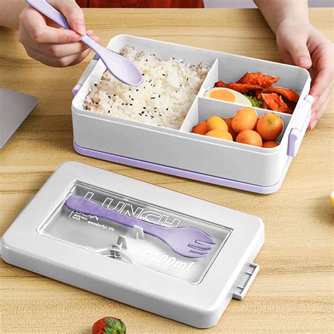 OTVIAP 3 Compartments Lunch Box,3 Compartments Thermal Insulated Lunch