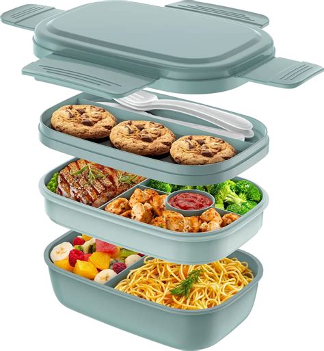 2 Layer Bento Lunch Box Picnic Food Container Plastic Divided Storage