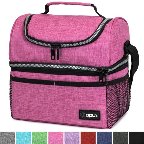 Insulated Dual Compartment Lunch Bag for Women, Ladies Double Deck