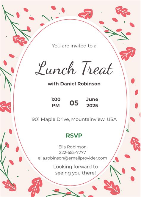 Luncheon Invitation Editable Printable