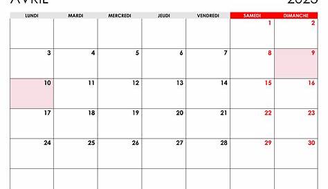 Semaine 15 2023 : dates, calendrier et planning hebdomadaire à imprimer