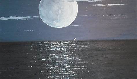 Lune Peinture Acrylique De Ciel De Et De Nuit Etsy