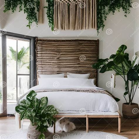 Lush Greenery in Boho Bedroom