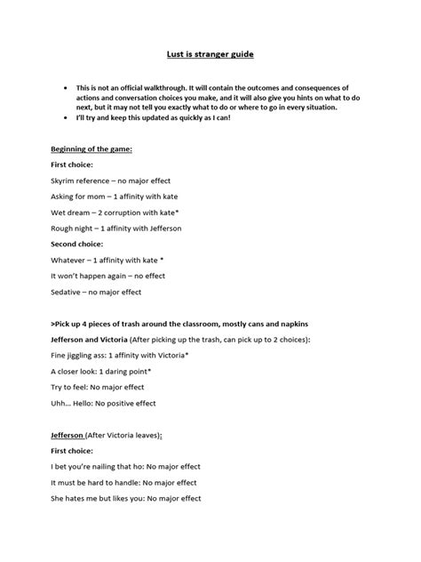 Lust Is Stranger Walkthrough