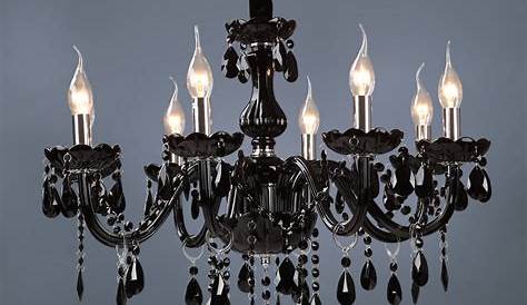 Lustre lampe baroque noir modern luxe 8 lumières