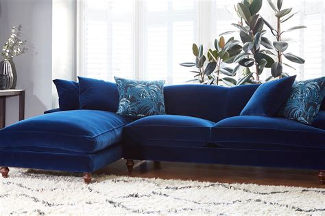Luxurious High End Blue Velvet Sofa Juliettes Interiors Blue velvet