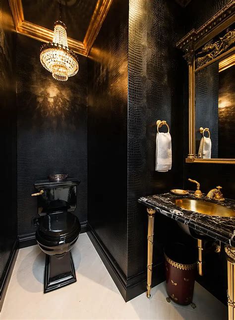 All you need is some gold paint to create magic in the dark bathroom