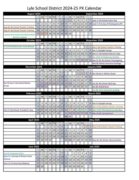 Lyle School Calendar