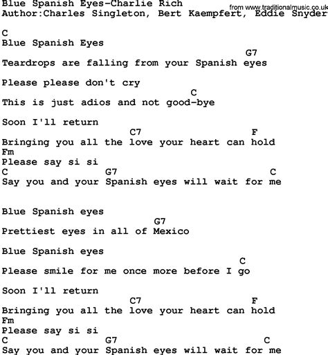 lyrics blue spanish eyes