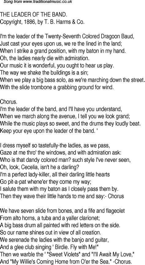 lyrics for leader of the band by the script