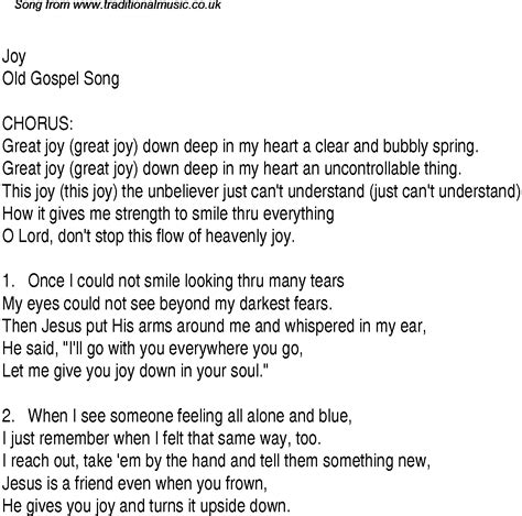 lyrics for the joy