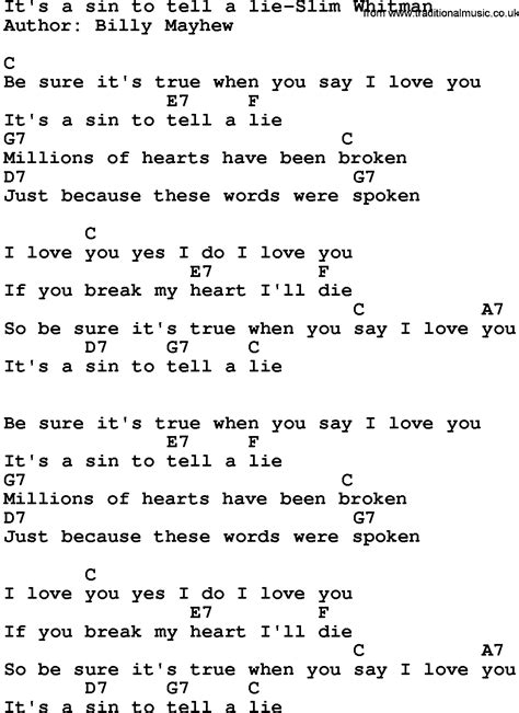 lyrics it's a sin to tell a lie