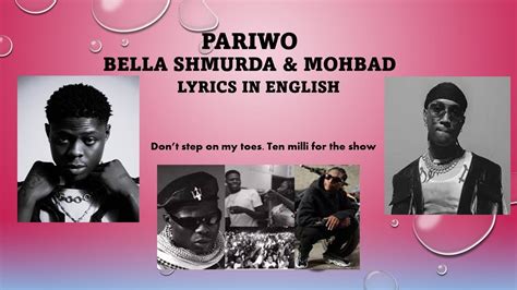lyrics of pariwo by bella shmurda