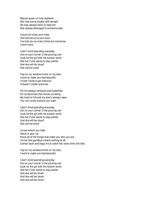 Maroon 5 She will be loved Lyrics YouTube