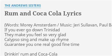 Rum And CocaCola (Real Book Melody & Chords) Print Sheet Music