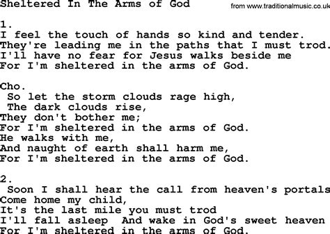 Lyrics Sheltered In The Arms Of God