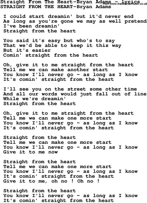 lyrics straight from the heart