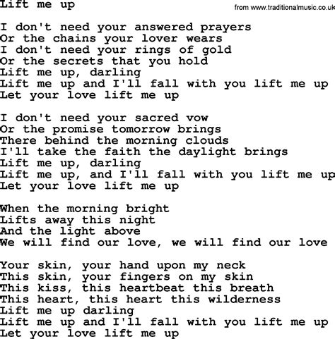 lyrics to lift me up