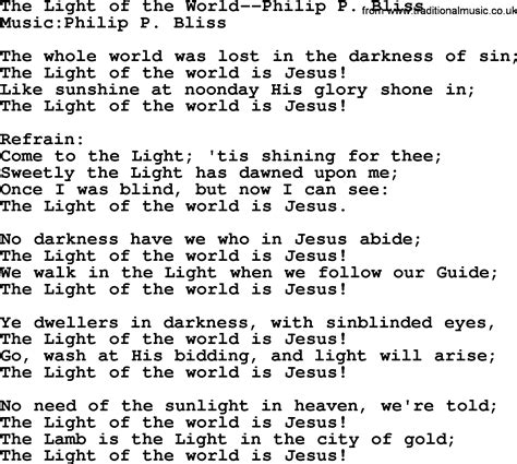lyrics to light of the world