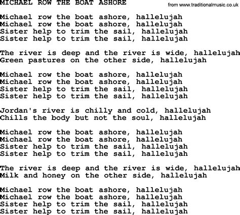 Lyrics To Michael Row The Boat Ashore