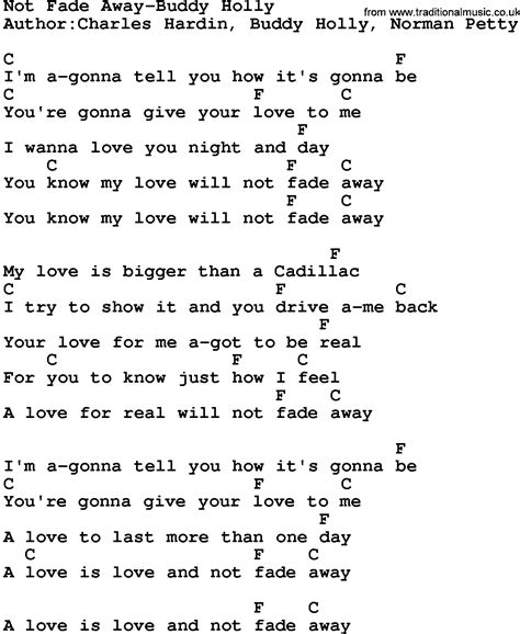 lyrics to not fade away