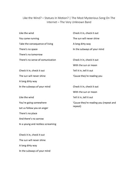 Lyrics To Statues
