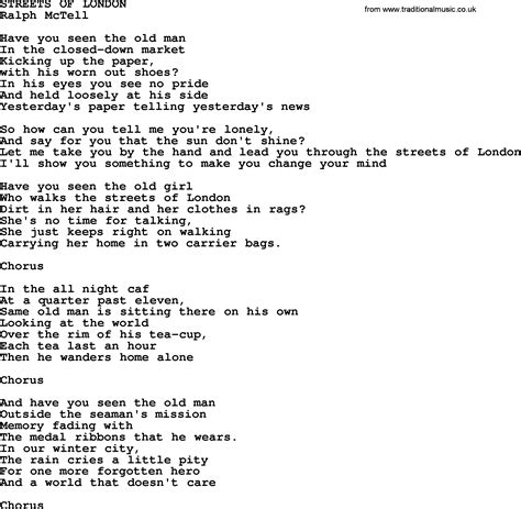 lyrics to streets of london by ralph mctell