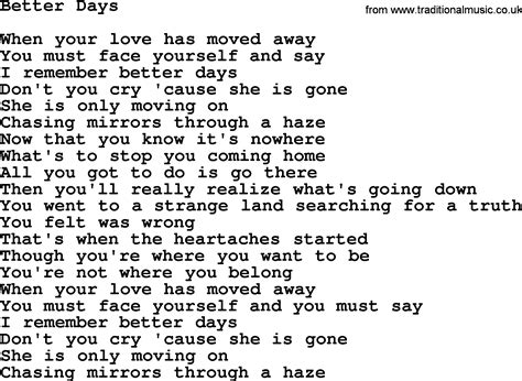lyrics to the song better days