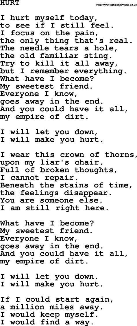 lyrics to the song hurt