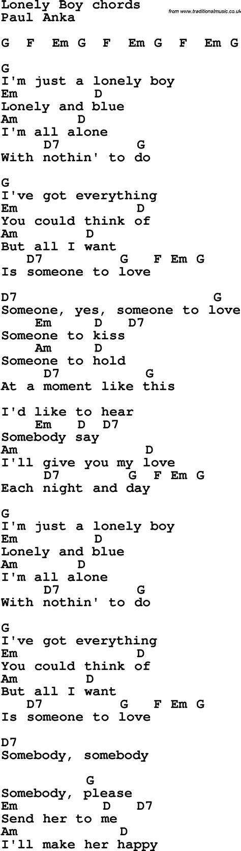 lyrics to the song lonely boy