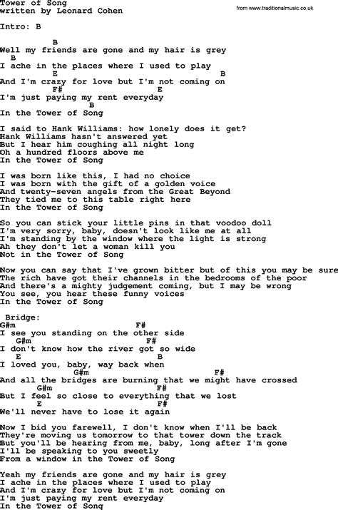 lyrics to tower of song