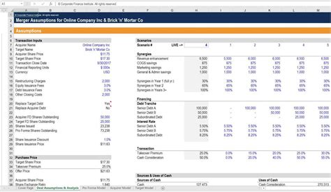 M&A Model Excel