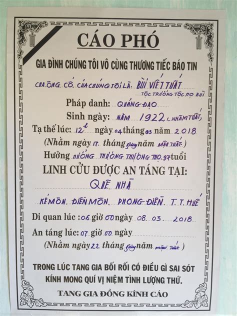 Cách viết cáo phó tang lễ morave.info