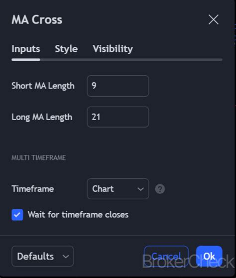 Ma Indicator Settings