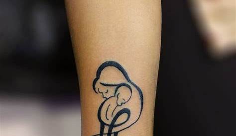 Maa Tattoo Design On Hand Beautiful Paa Font With Mother & Son Symbolic Sign