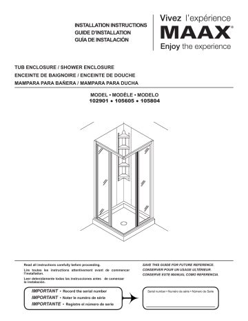 Maax Corner Shower Kit Installation Instructions