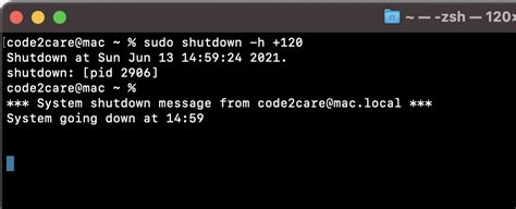 mac terminal shutdown command