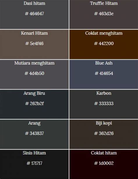 macam macam warna hitam